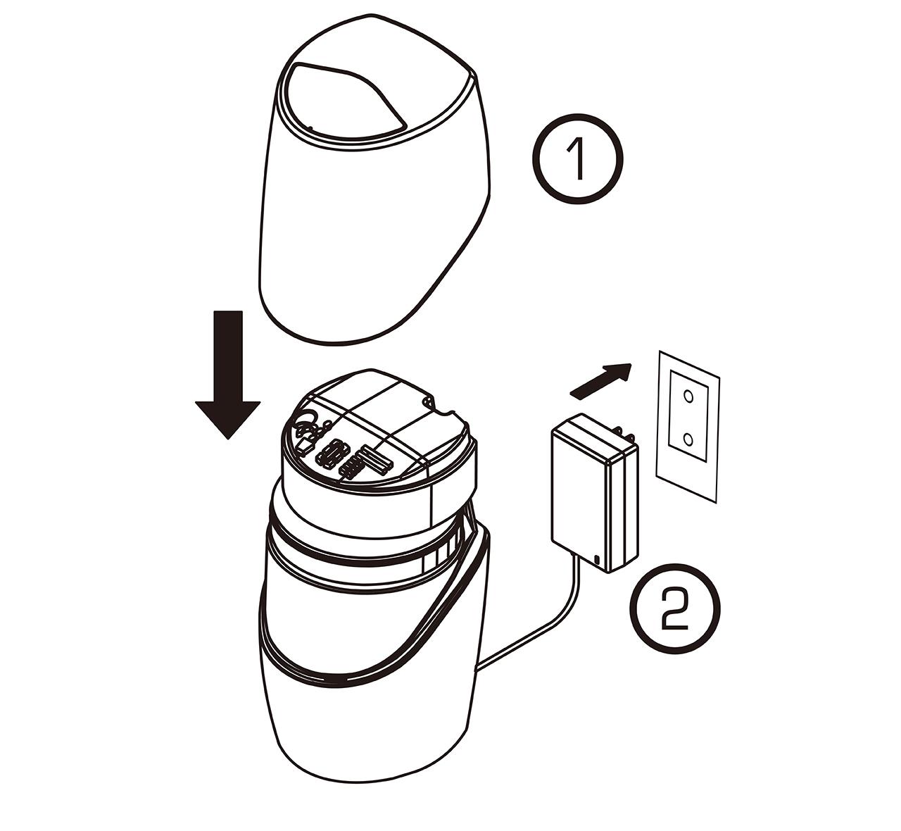 益之源淨水器分流器安裝教學-內螺紋水龍頭  3. 再將頂蓋放回底座上1️⃣。將電源供應器（插頭）插入牆壁之電源插座2️⃣。
