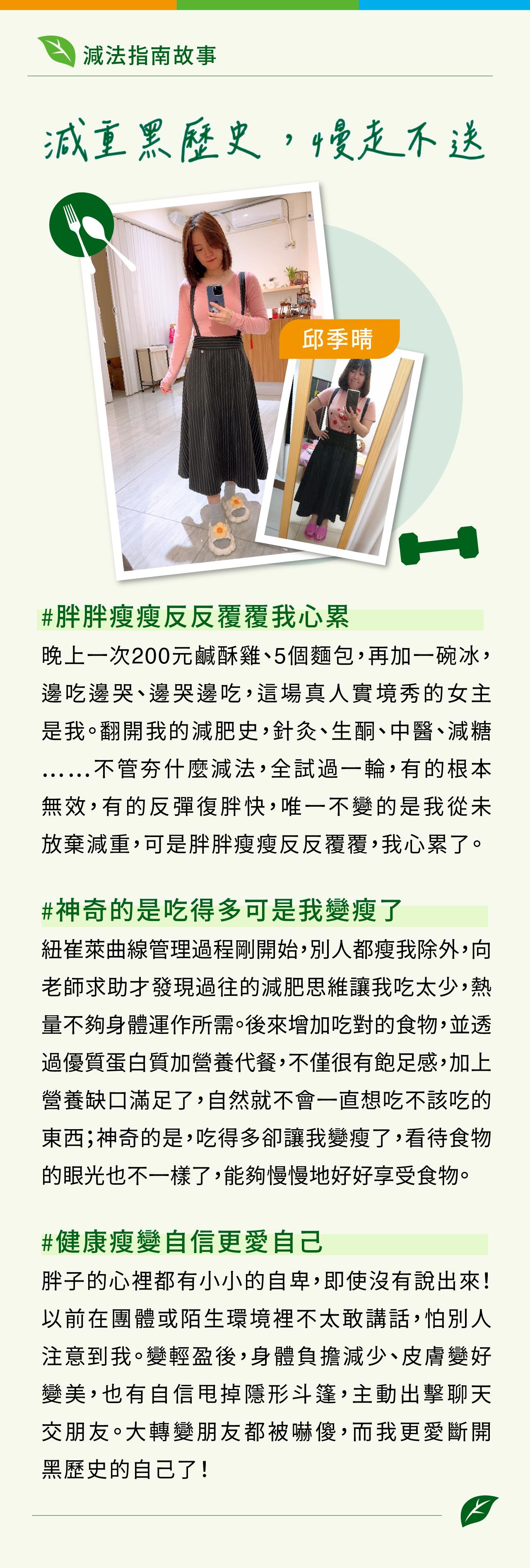 減法指南_把健康寫我們的故事 > 減重黑歷史，慢走不送_邱季晴