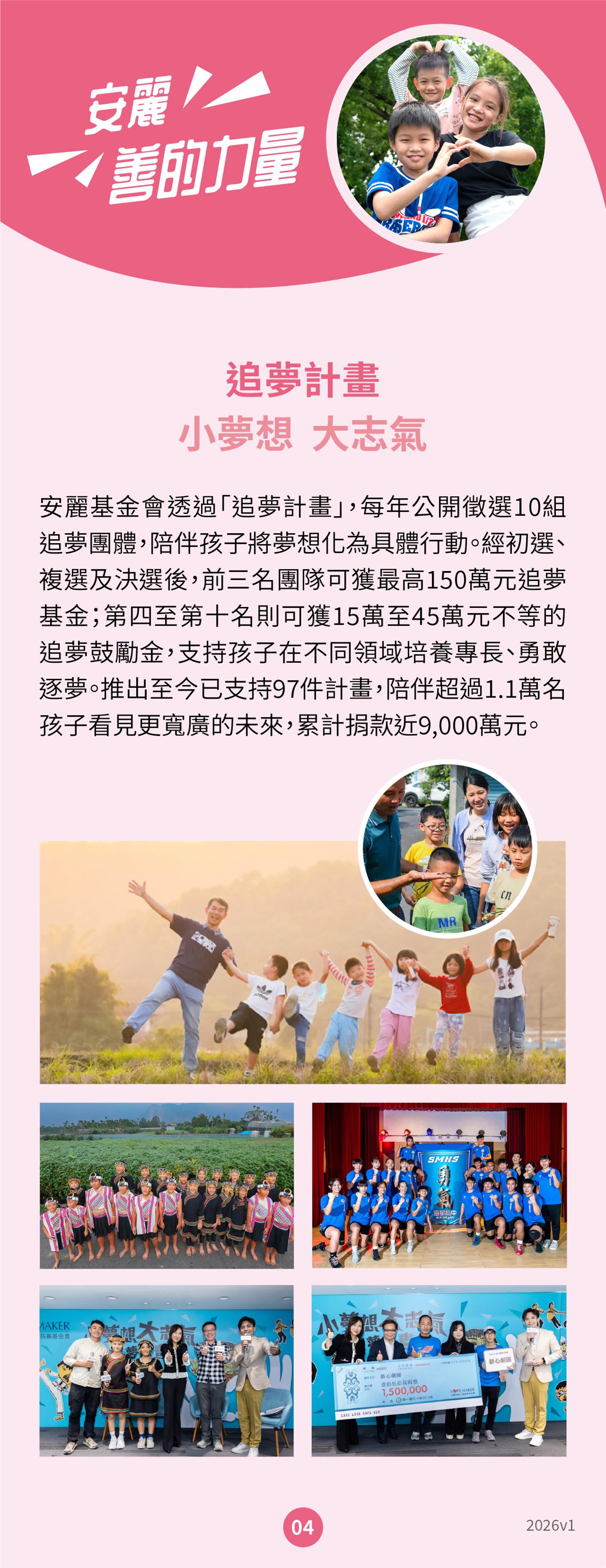 安麗 善的力量 希望工場慈善基金會 追夢計畫