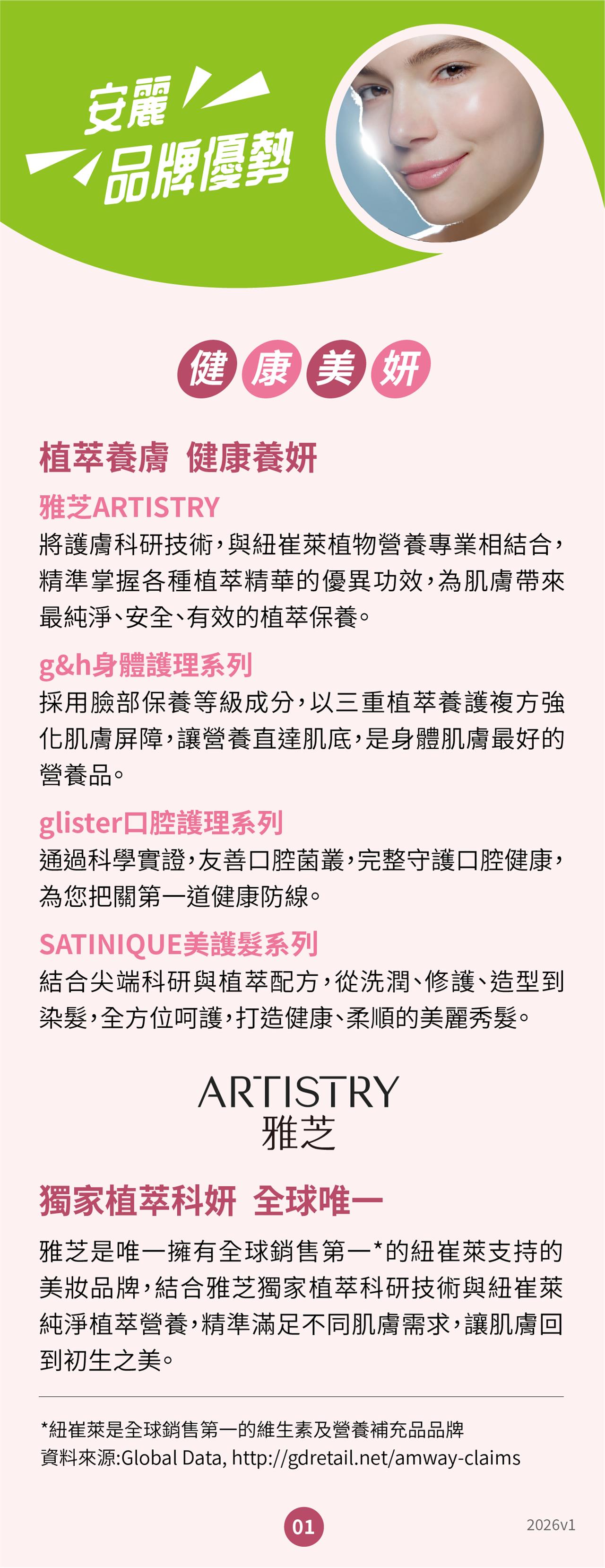安麗 品牌優勢 健康美妍 雅芝 g&h glister SATINIQE